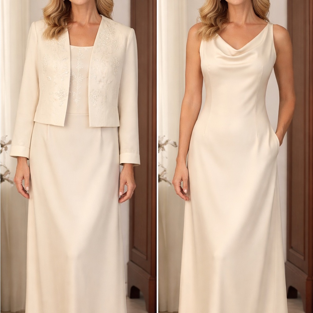 Adrianna Papell Cream Wedding Dress with Jacket